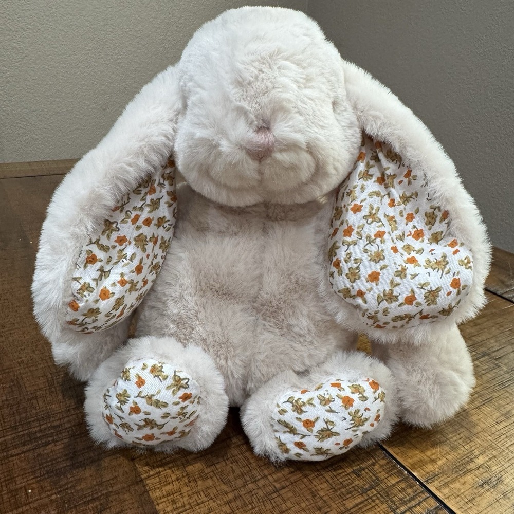 Dilly Dudu Bunny‎ Rabbit 9" Plush Ears Floral Blossom Tan Cottagecore Super Soft